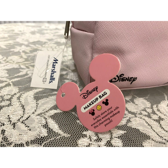 NWT Disney Minnie Mouse Blush Pink The Creme Shop Small Full Zipper Makeup bag - Picture 2 of 7